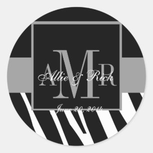 Sticker Rond La faveur de mariage marque des noms de monogramme