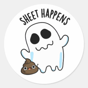 Sticker Rond La feuille se passe drôle jeu de fantôme