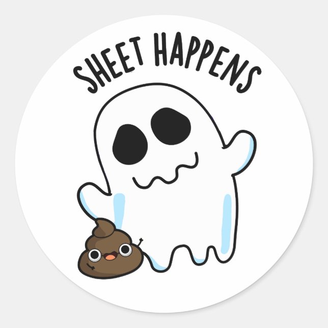 Sticker Rond La feuille se passe drôle jeu de fantôme (Devant)