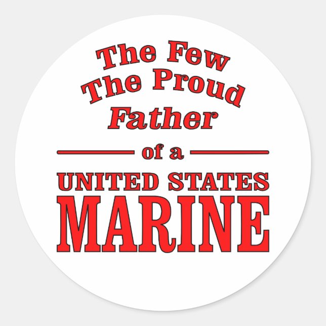 Sticker Rond La Fière Père D'Une Marine Américaine (Devant)
