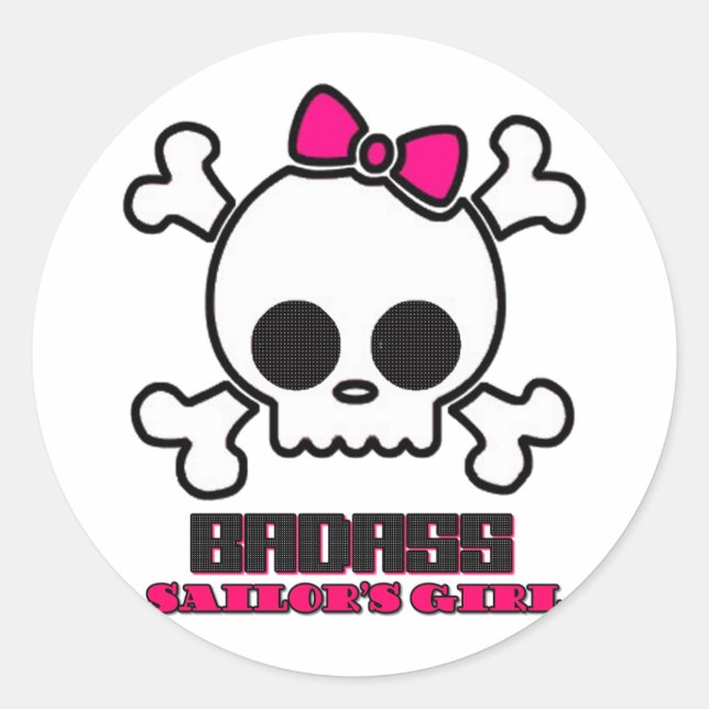 Sticker Rond La fille du marin de Badass (Devant)