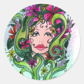 Sticker Rond La Fleur Maiden