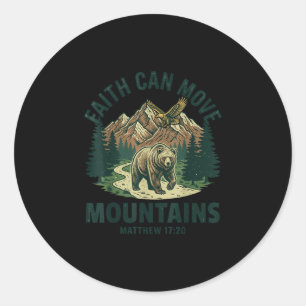 Sticker Rond La foi peut déplacer les montagnes rétro coucher d