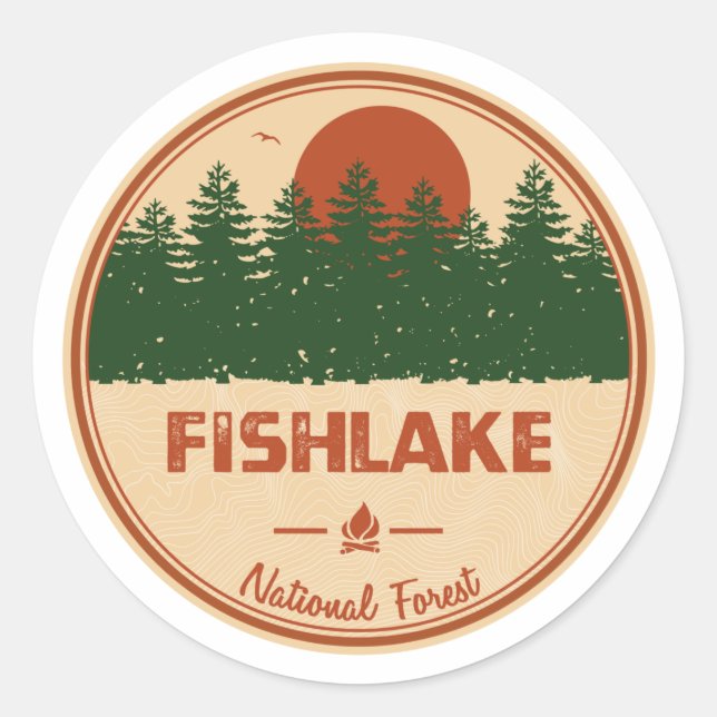 Sticker Rond La forêt nationale de Fishlake (Devant)