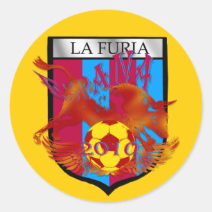 Sticker Rond La furia football fans de football bouclier cadeau