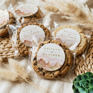 Sticker Rond La gamme de mariage désertique à l'aquarelle -