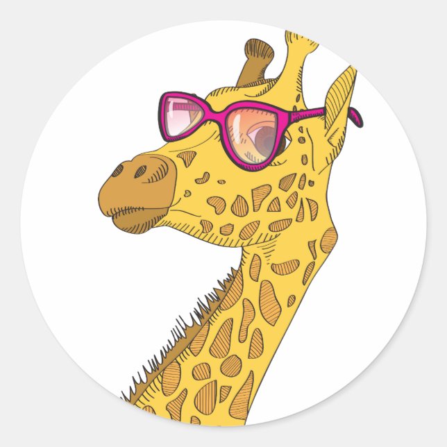 Sticker Rond La girafe Hipster (Devant)