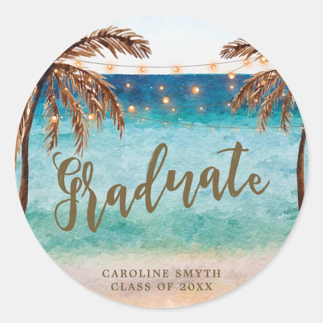 Sticker Rond la graduation de la scène de plage tropicale favor (Devant)