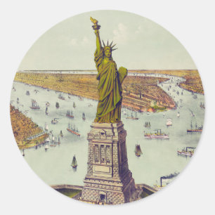 Sticker Rond La Grande Statue de Bartholdi, Statue de la Libert