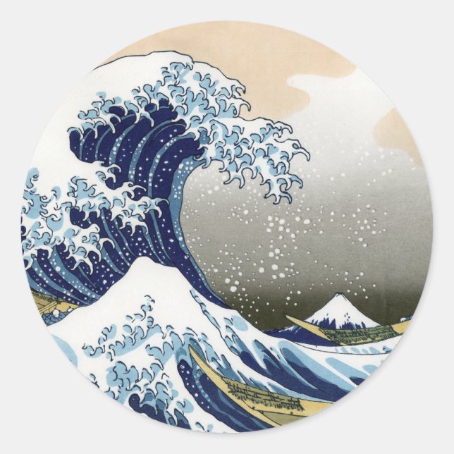 Sticker Rond La Grande Vague Au Large De Kanagawa (Devant)