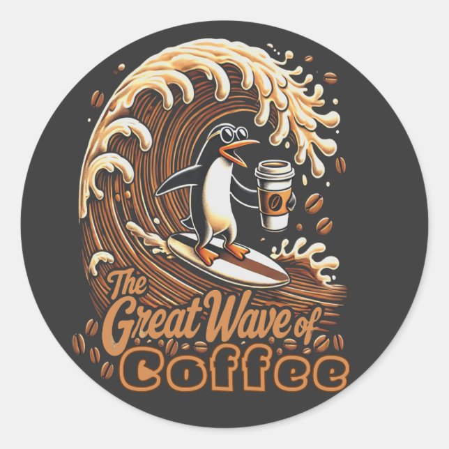 Sticker Rond La Grande Vague De Café (Devant)