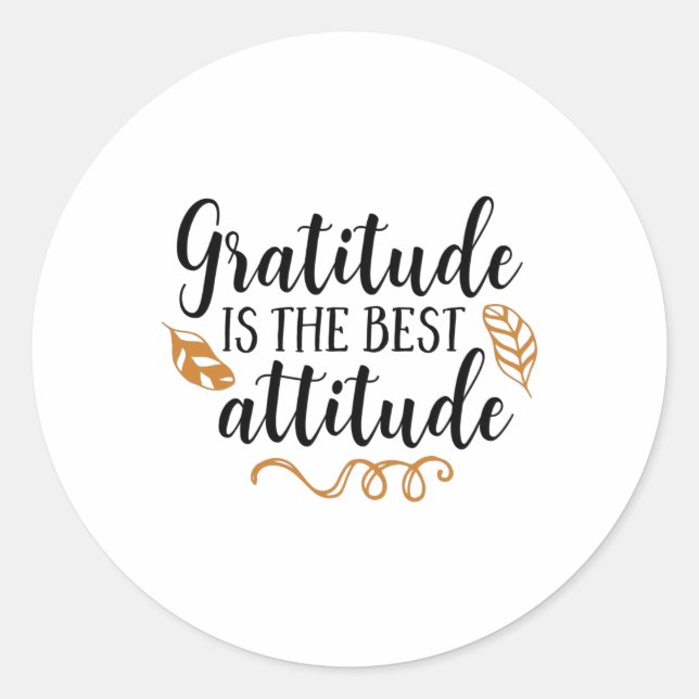Sticker Rond La gratitude est la meilleure attitude (Devant)