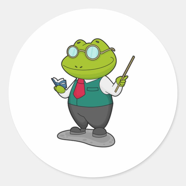 Sticker Rond La grenouille comme enseignant avec livre (Devant)