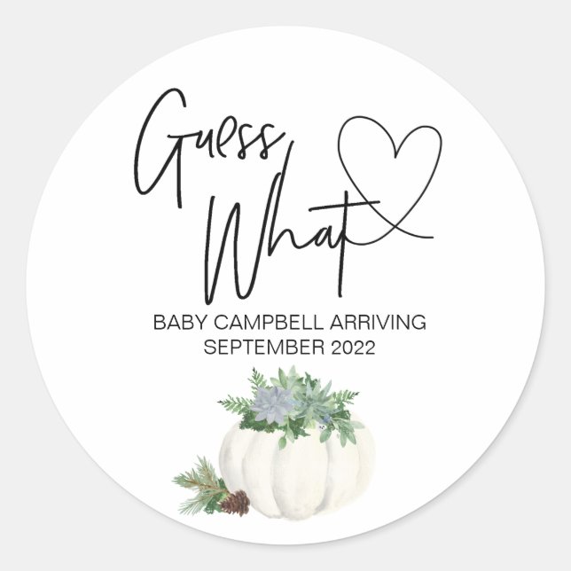 Sticker Rond La Grossesse Dire Devine Quel Bébé Thanksgiving (Devant)