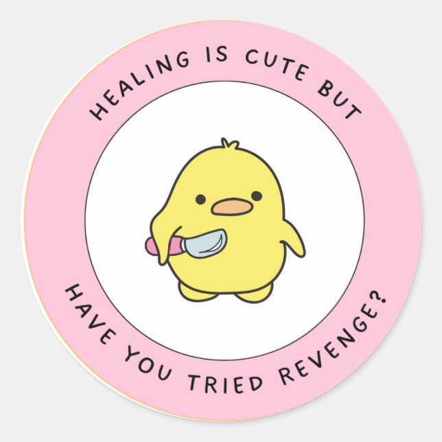 Sticker Rond La guérison est mignonne, Sassy Mentale La santé a (Devant)