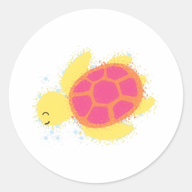 Sticker Rond La jolie tortue de mer (Devant)