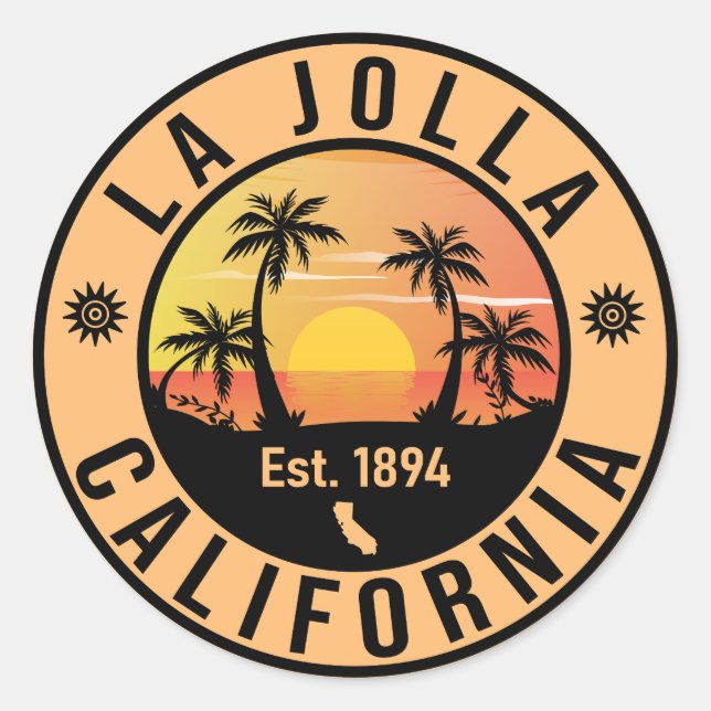 Sticker Rond La Jolla Beach Cove - San Diego California (Devant)