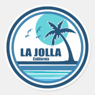 Sticker Rond La Jolla Californie Palmier Oiseaux