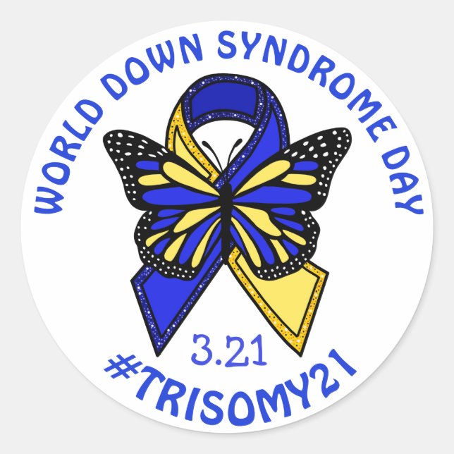 Sticker Rond La Journée mondiale du syndrome de Down est le 21  (Devant)