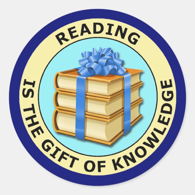 STICKER ROND LA LECTURE EST LE DON DE CONNAISSANCES (Devant)