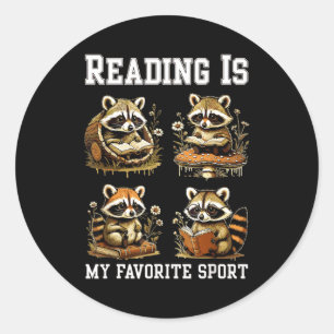 Sticker Rond La lecture est le sport préféré cottagecore drôle