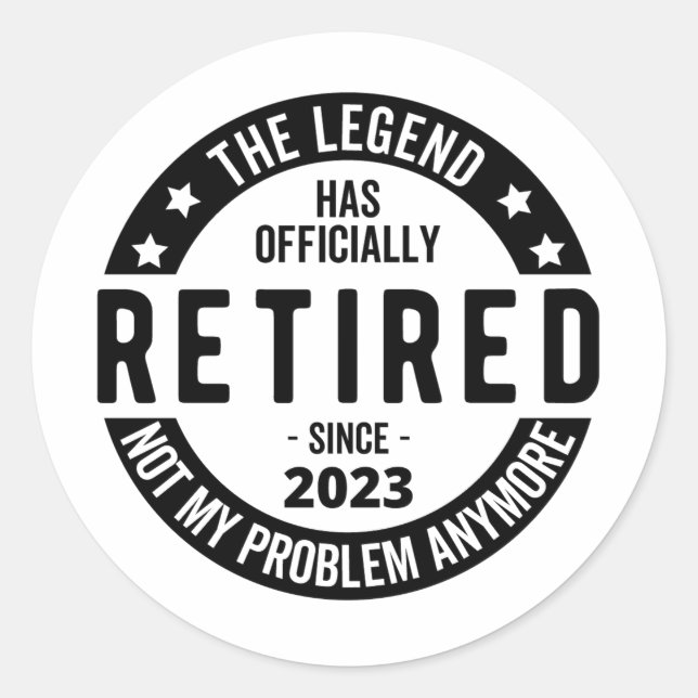 Sticker Rond La Légende A Officiellement Retraité, Retraité 202 (Devant)