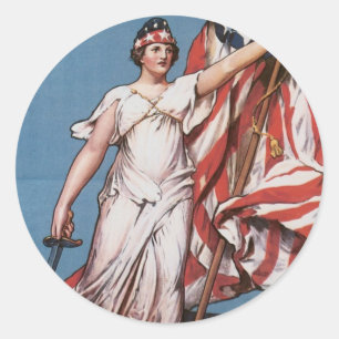 Sticker Rond La liberté d'affiche de WWI appelle le cru