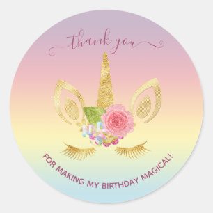 Sticker Rond La licorne florale élégante de parties