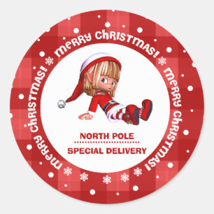 Sticker Rond La livraison spéciale de l'autocollant de Noël d