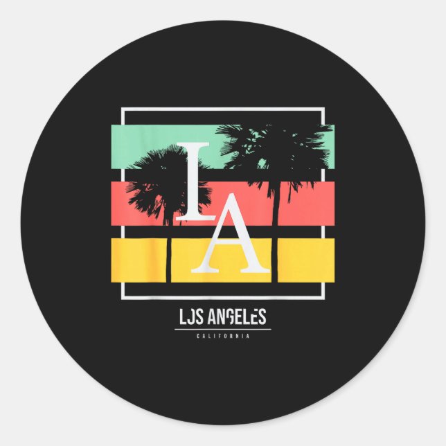 Sticker Rond La Los Angeles California  (Devant)