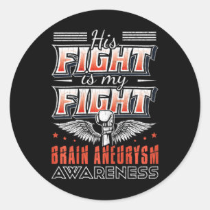 Sticker Rond La lutte est mon combat Cerveau Aneurysme de la co