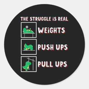 Sticker Rond La Lutte Est Véritable Dinosaure T-rex Ajuster Poi