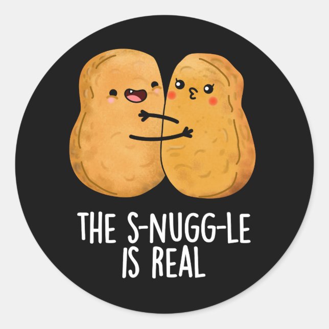 Sticker Rond La Lutte Est Vraiment Drôle Nugget Pun Dark BG (Devant)