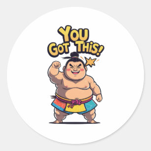 Sticker Rond La lutteuse de Sumo avec la motivation "Vous avez