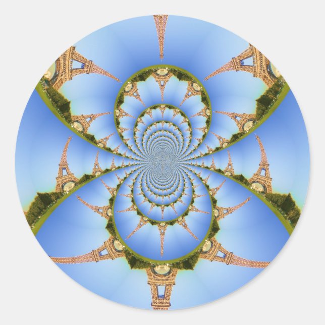 Sticker Rond La magie de Paris : Design de tour Eiffel géométri (Devant)