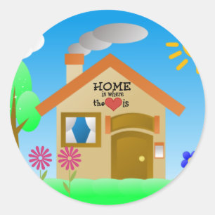 Sticker Rond La maison est là où le coeur est