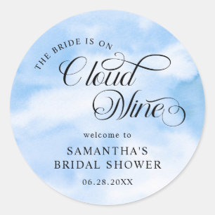 Sticker Rond La mariée est au septième ciel Fête de douche de l