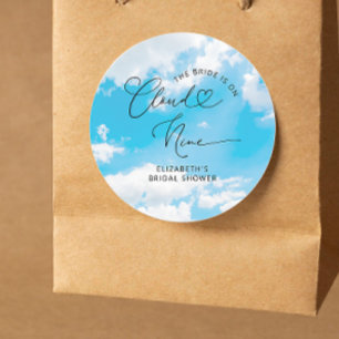 Sticker Rond La mariée est sur un nuage Elégant enterrement de 