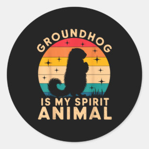 Sticker Rond La marmotte est mon animal spirituel Fouineur Grou