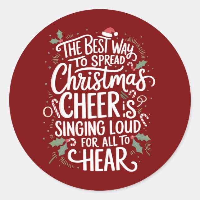 Sticker Rond La Meilleure Façon De Diffuser Les Fêtes De Noël (Devant)