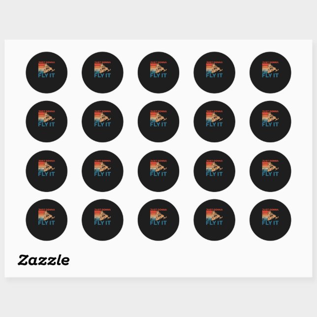 Sticker Rond La motoneige va juste la voler (Feuille)