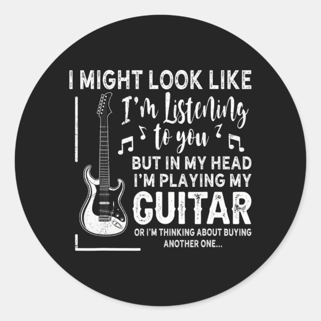 Sticker Rond La musique de guitare peut sembler drôle comme si  (Devant)