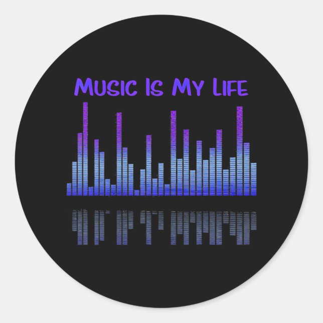 Sticker Rond La musique est mon égaliseur de vie DJ Citations a (Devant)