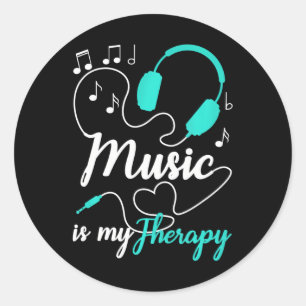 Sticker Rond La musique est mon Thérapie mignonne Amoureux de l