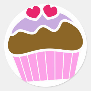 Sticker Rond La myrtille de 2 coeurs a glacé le petit gâteau