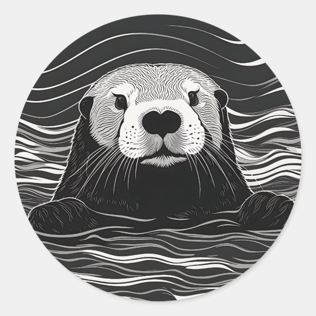 Sticker Rond La natation de la Louve de mer (Devant)