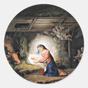Sticker Rond La Nativité du Christ - Vladimir Borovikovsky