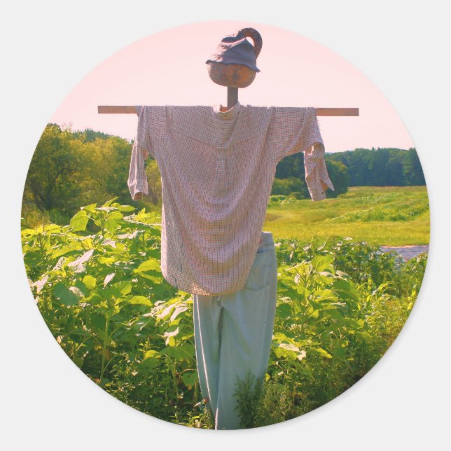 Sticker Rond La nature du jardin Scarecrow (Devant)
