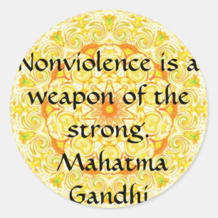 Sticker Rond La non violence est une arme du fort. - Gandhi