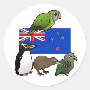 Sticker Rond La Nouvelle Zélande Birdorables